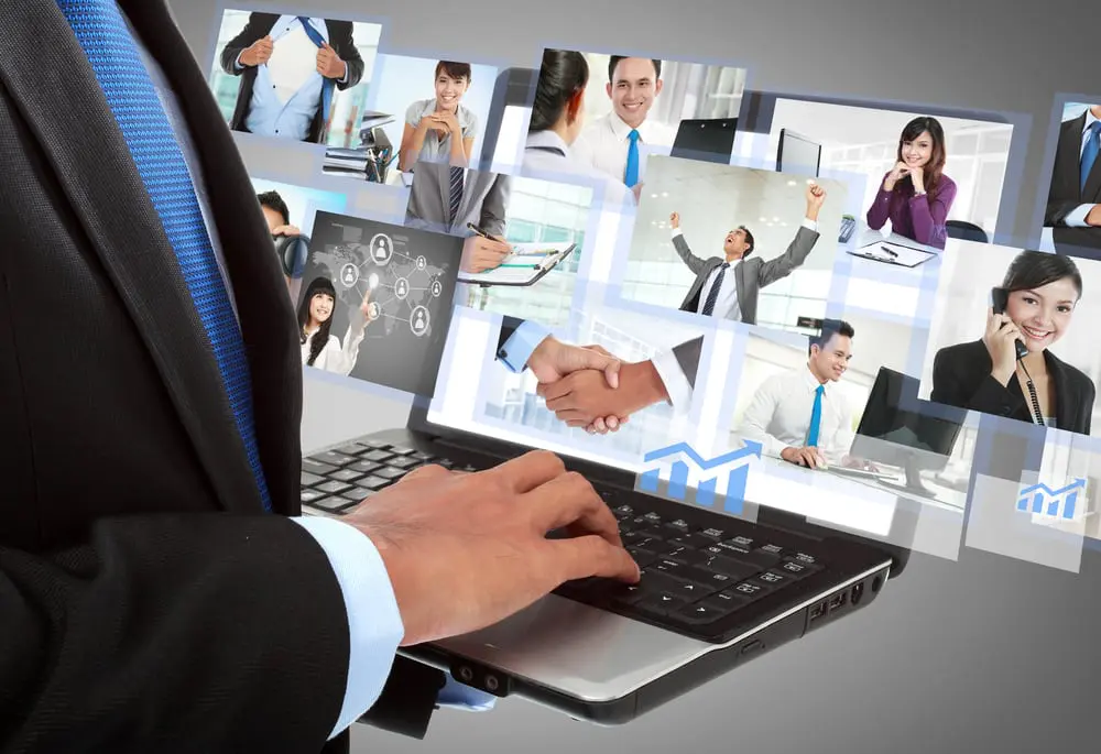 Businessman utilizing the features of his computer