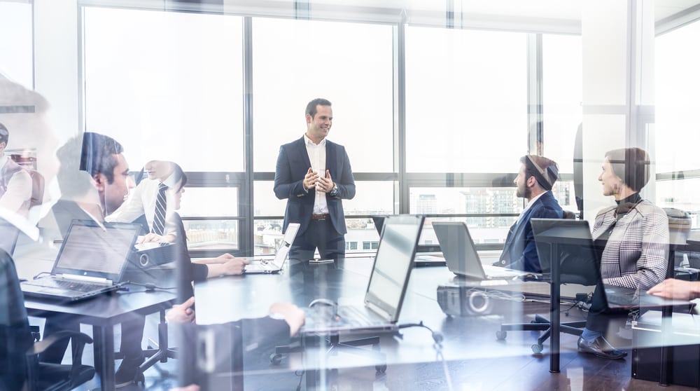 Business team working in meeting room for rent