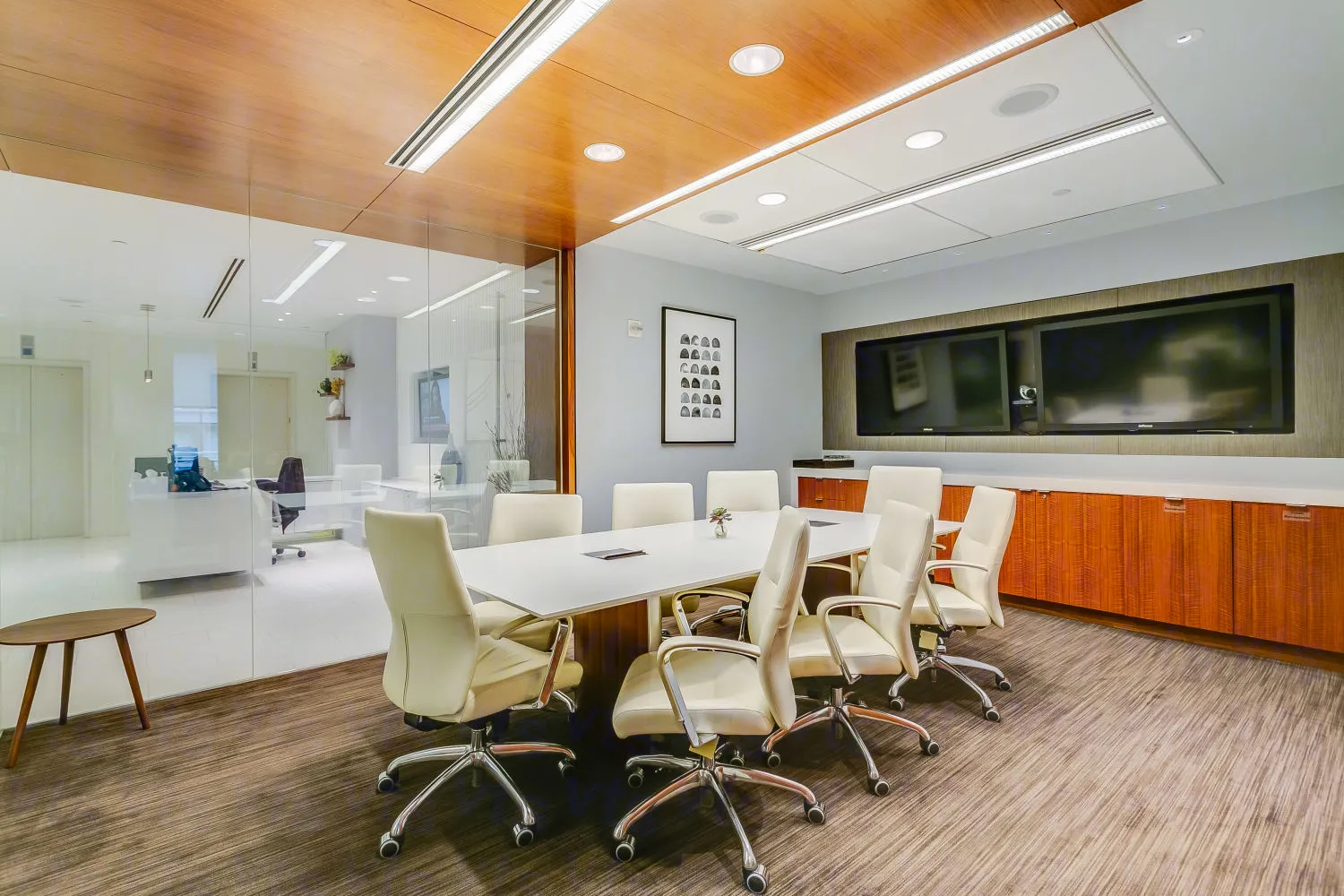 Brightly lit conference room